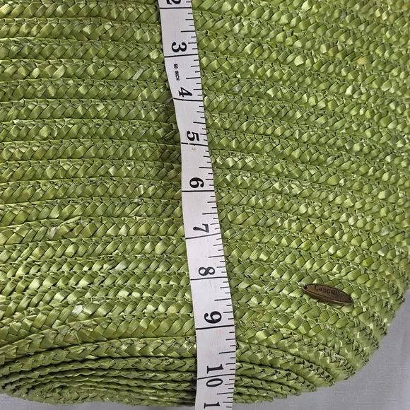Capelli/Straworld Vibrant Green Woven Tote Bag Purse Beads Beachy BoHo GUC READ - Picture 10 of 14